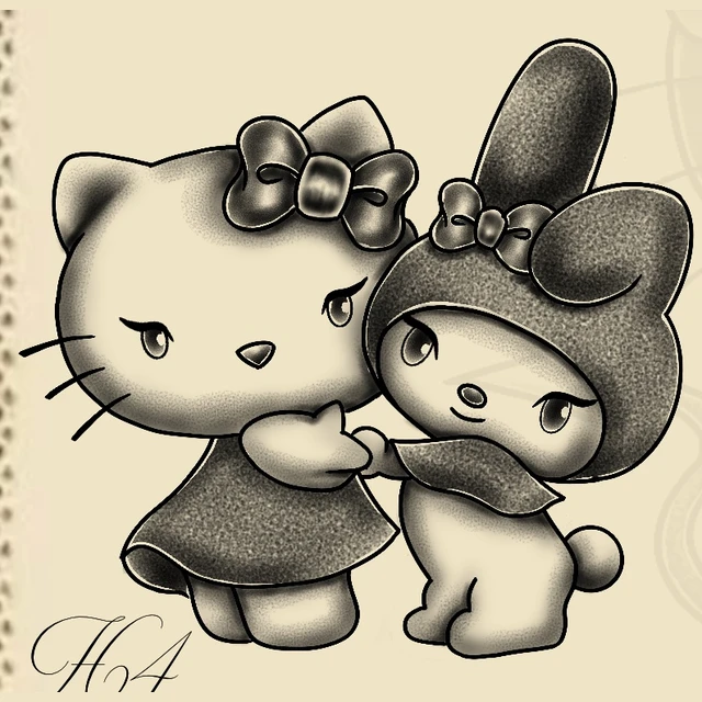 Kitty & Melody, flash tatouage