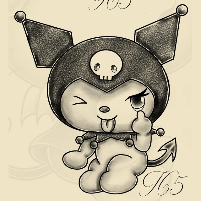 Kuromi malicieuse, flash tatouage
