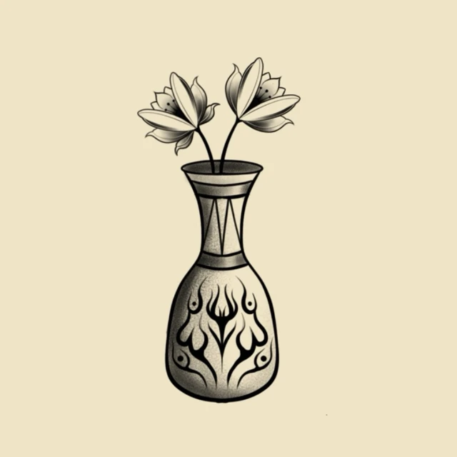 Vase aux fleurs, flash tatouage