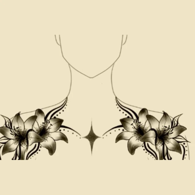 Fleurs de décolleté, flash tatouage