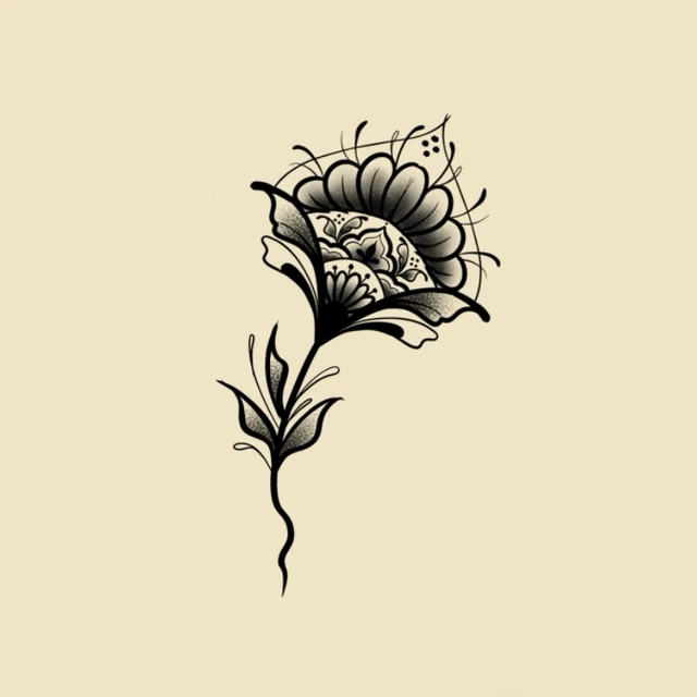 Fleur éventail, flash tatouage