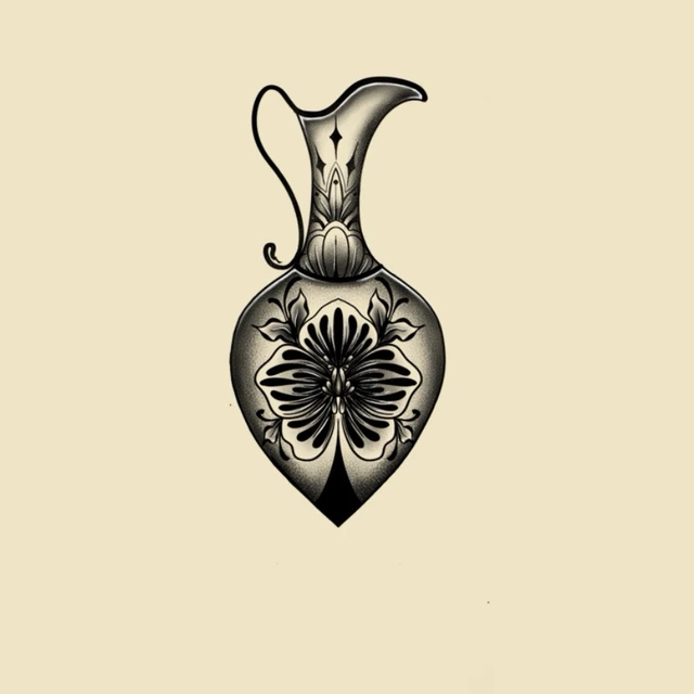 Vase ornemental, flash tatouage
