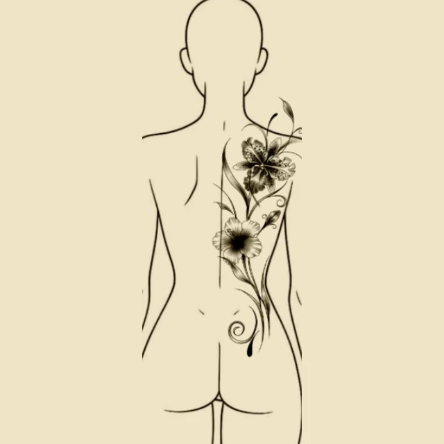 Fleurs de dos, flash tatouage