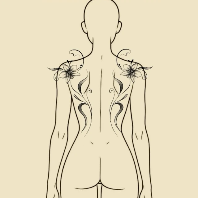 Composition de dos, flash tatouage