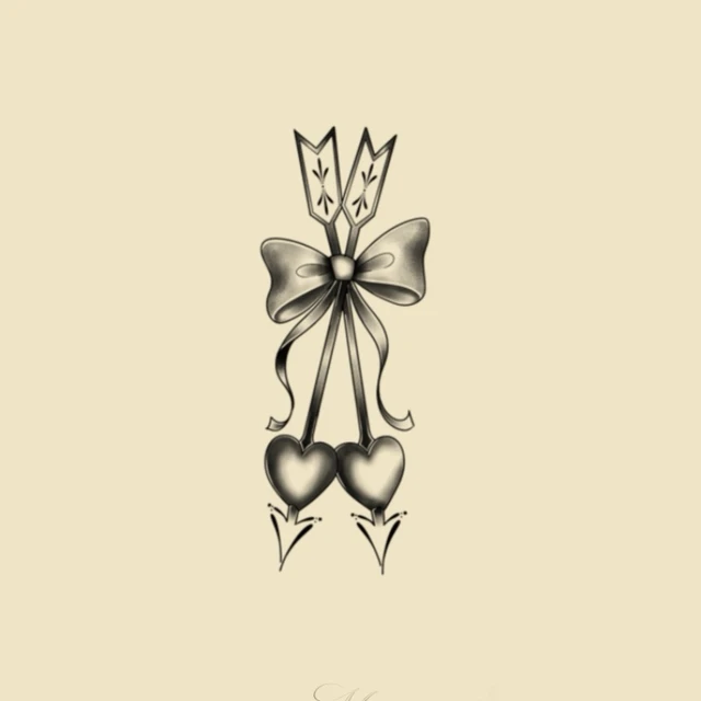 Nœud & petits cœurs, flash tatouage