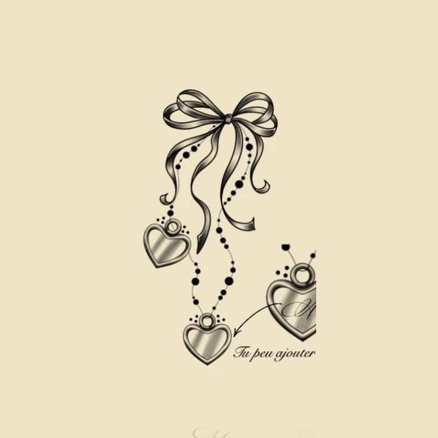 Ruban aux cœurs, flash tatouage