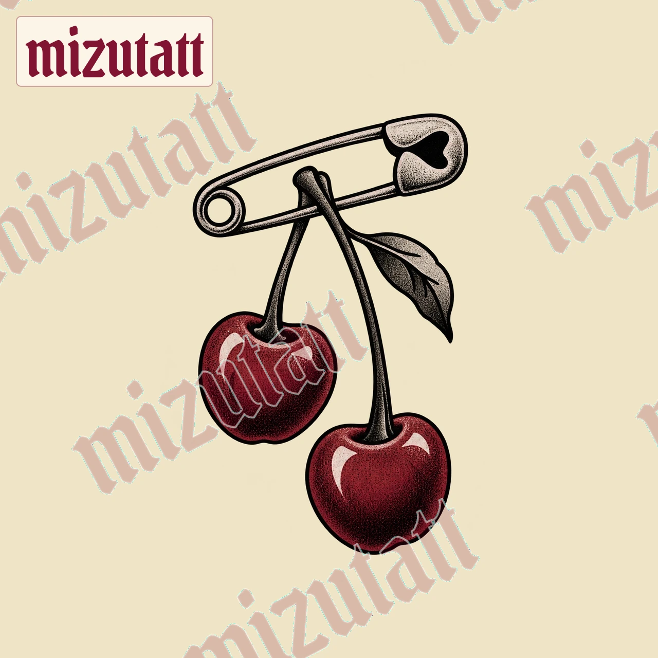 Cerises d’arrière-scène, concept de tatouage généré avec assistance IA